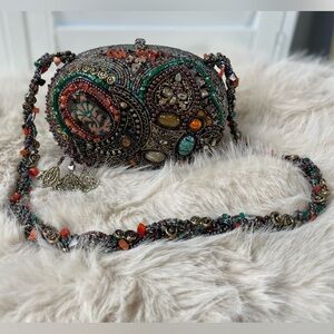 Mary FRANCES Elegant Beaded Jeweled Purse‎ Clutch Handbag Flowers Gorgeous